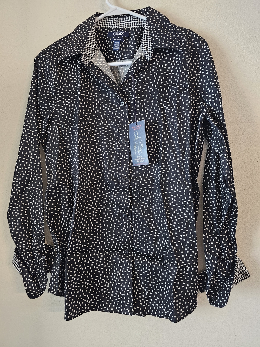 Chaps Women’s Black Polka Dot Button-Up Shirt